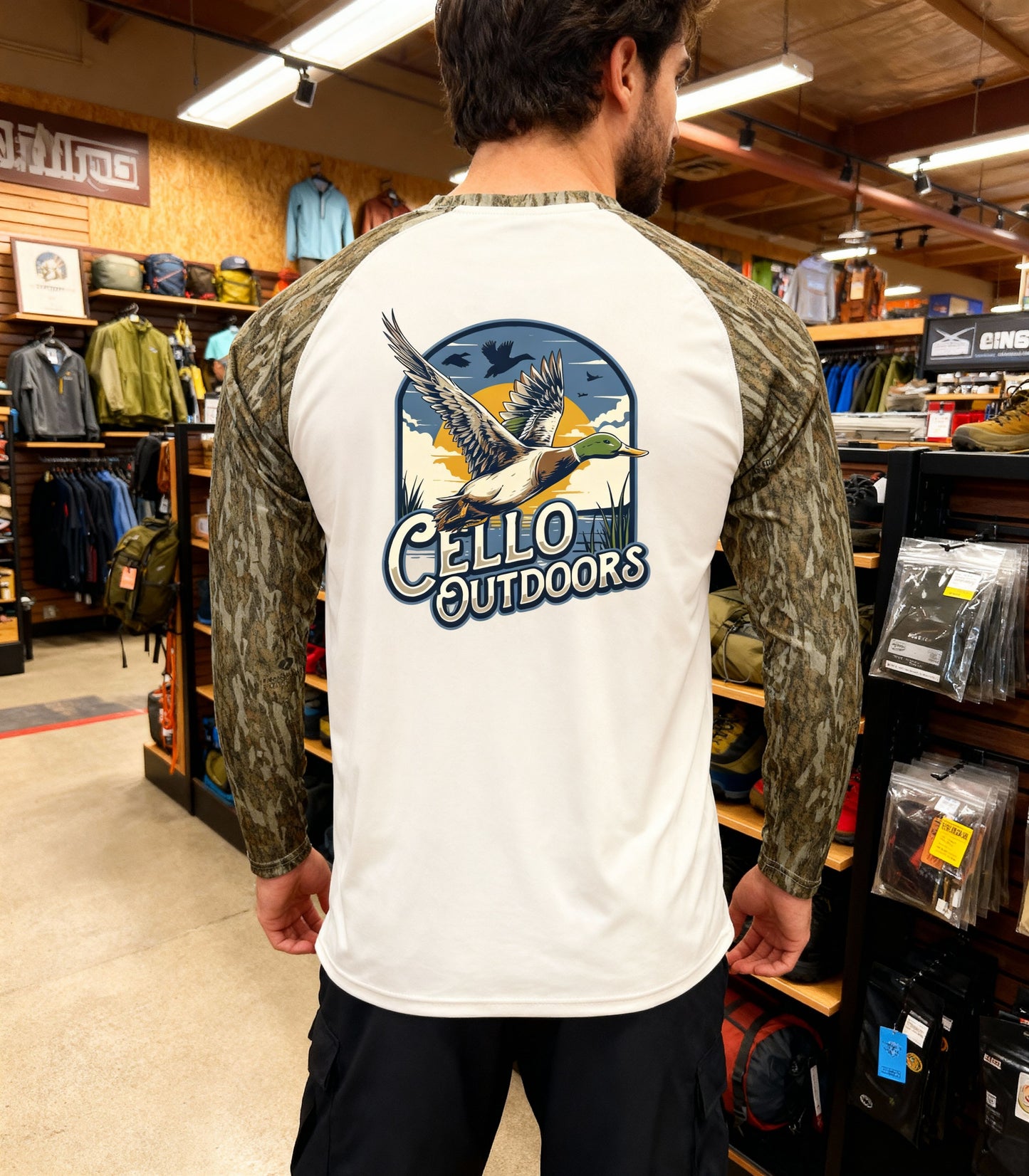 Long Sleeve Bottomlands Performance T-Shirt - Flying Mallard