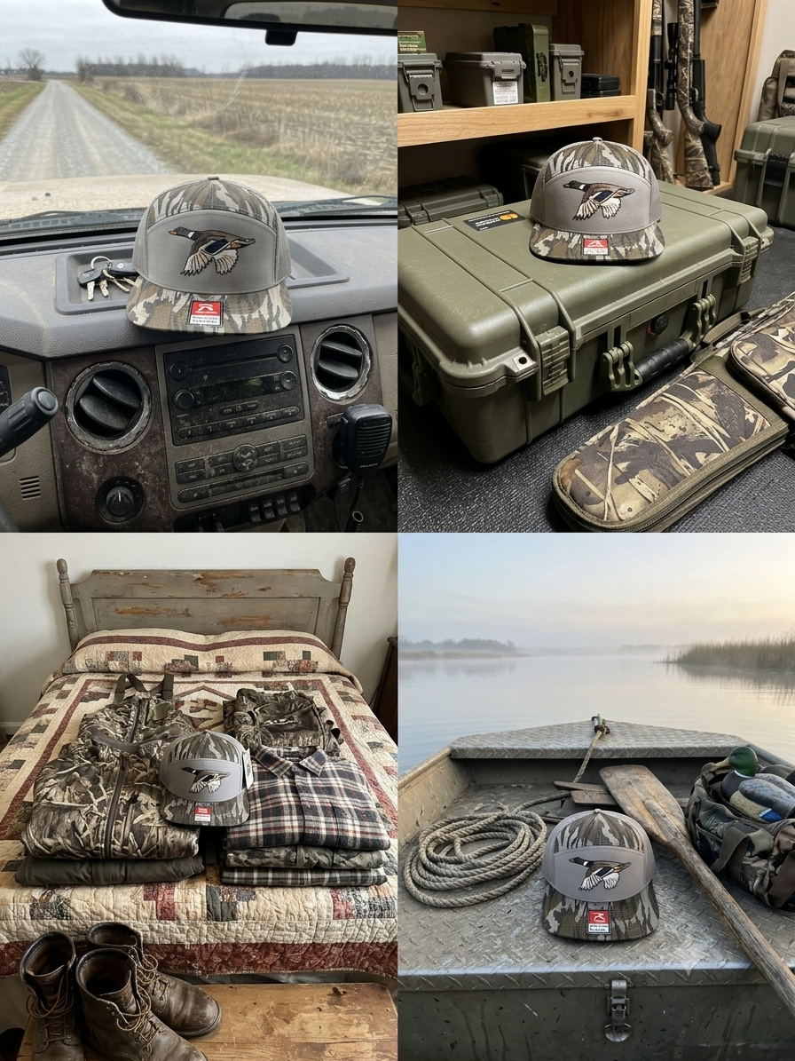Richardson 168P Bottomland Camo Duck Patch Hat | Leather Patch Trucker Hat