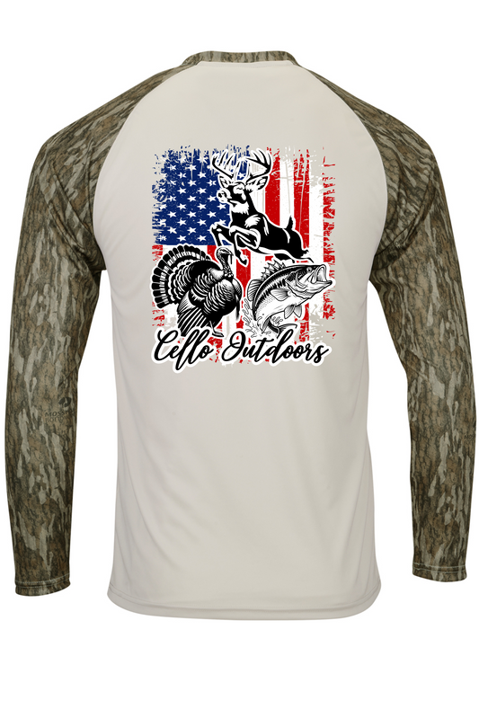 Long Sleeve Bottomlands Performance T-Shirt - Flag