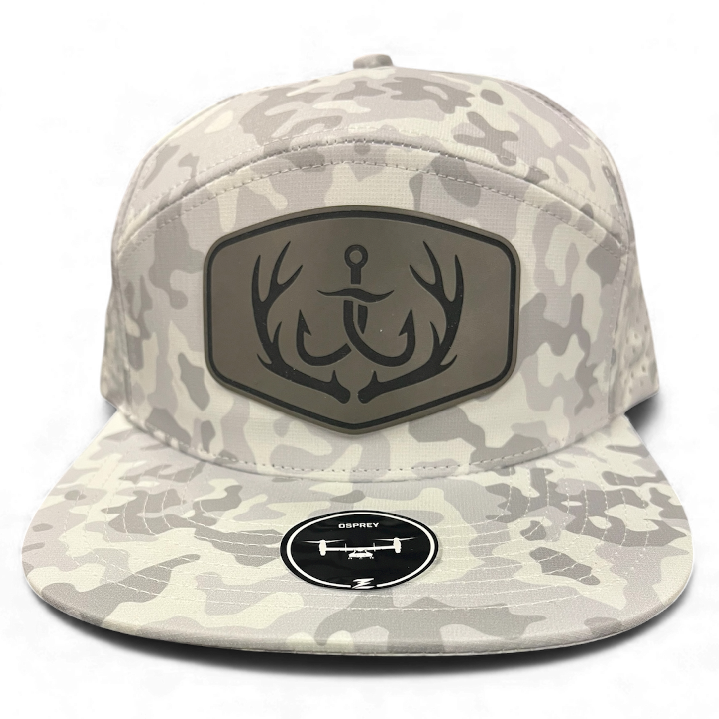 Snow Camo Hat with Cello Outdoors Gray Logo