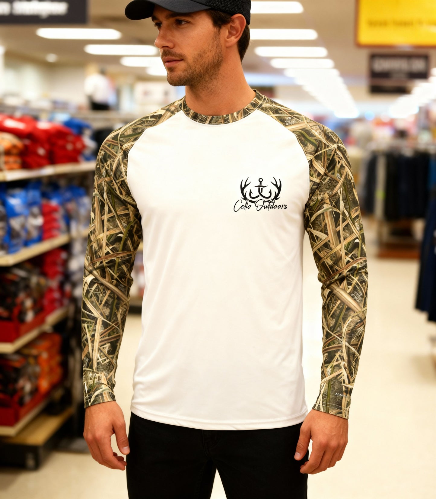 Long Sleeve Shadow Grass Performance T-Shirt - Flying Mallard