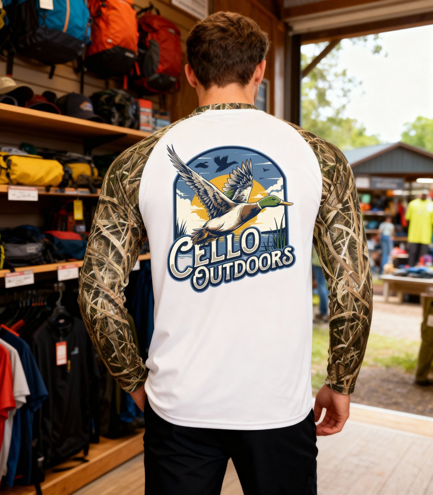 Long Sleeve Shadow Grass Performance T-Shirt - Flying Mallard