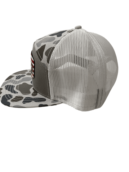 Brackish Camo - Lost Hat Company 7 - Panel Hat - Color Flag Logo - Cello Outdoors