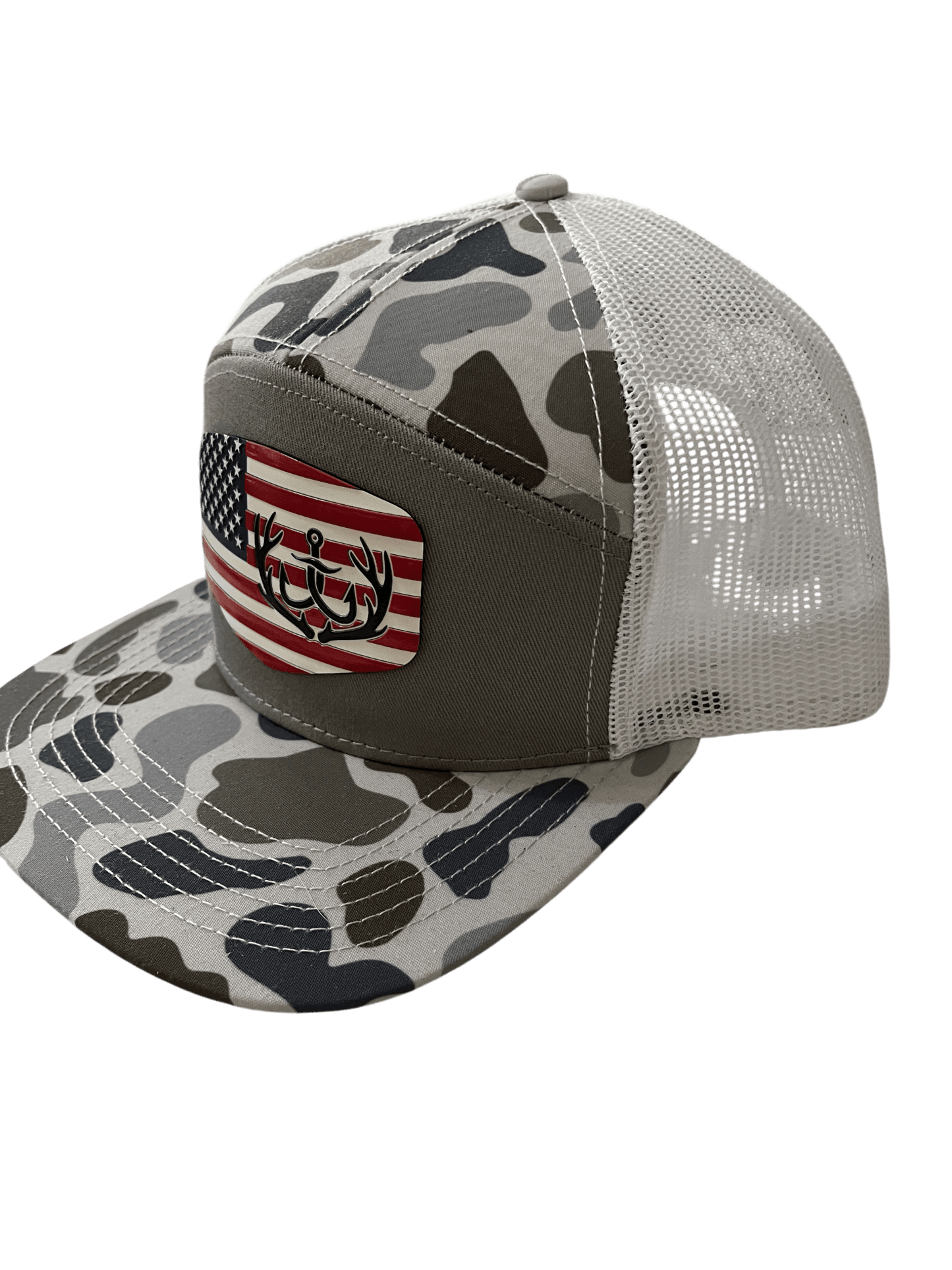 Brackish Camo - Lost Hat Company 7 - Panel Hat - Color Flag Logo - Cello Outdoors