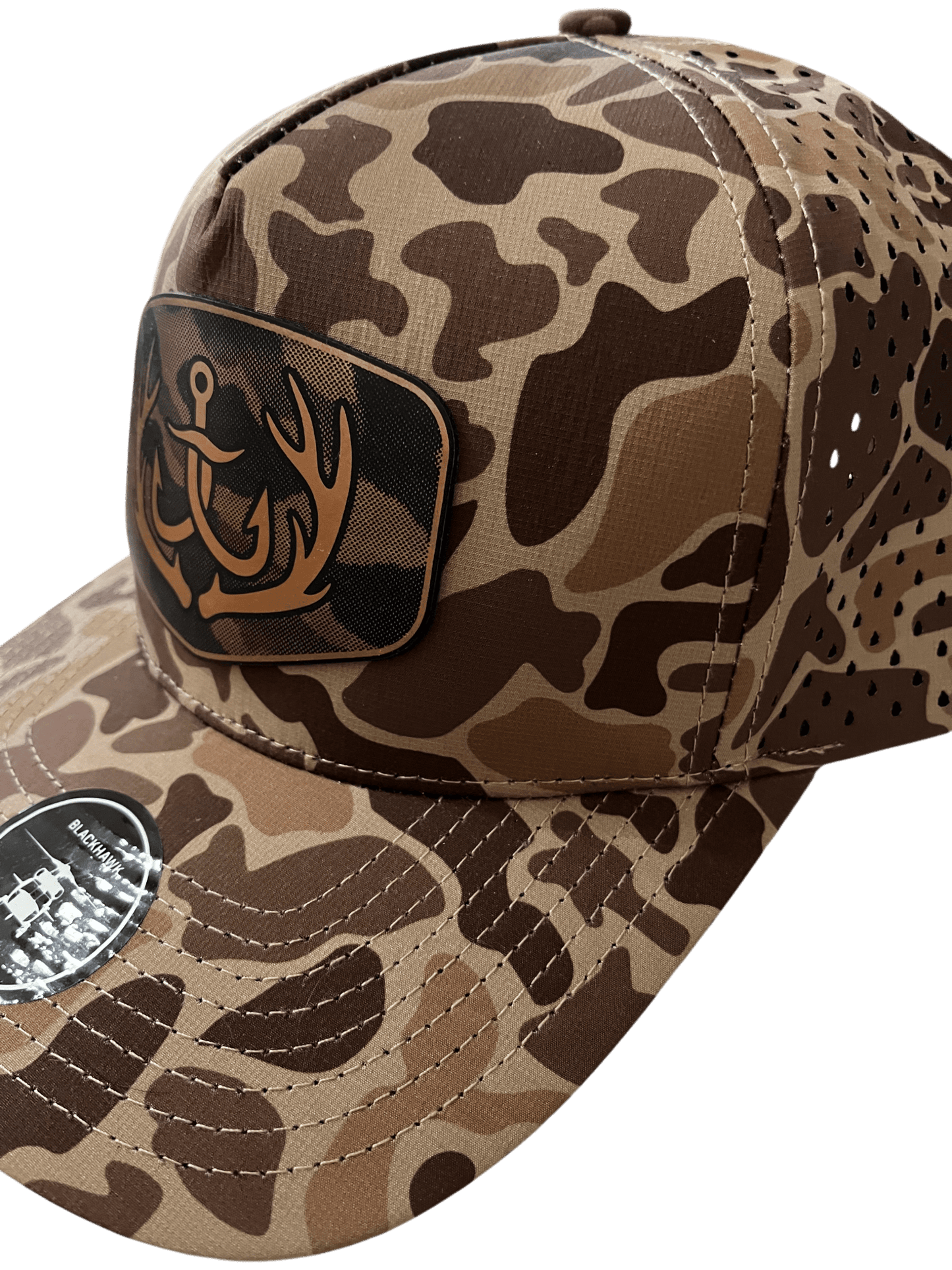 Brown Camo Zapped Headwear 5 - Panel Hat - Logo Patch - Cello Outdoors