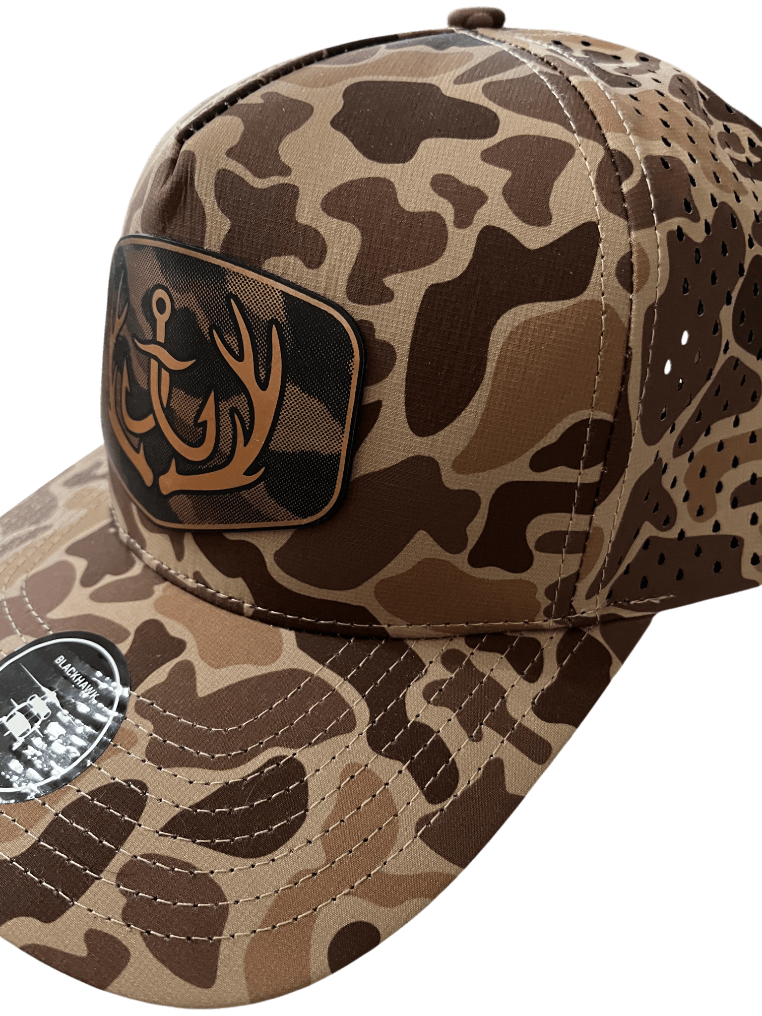 Brown Camo Zapped Headwear 5 - Panel Hat - Logo Patch - Cello Outdoors
