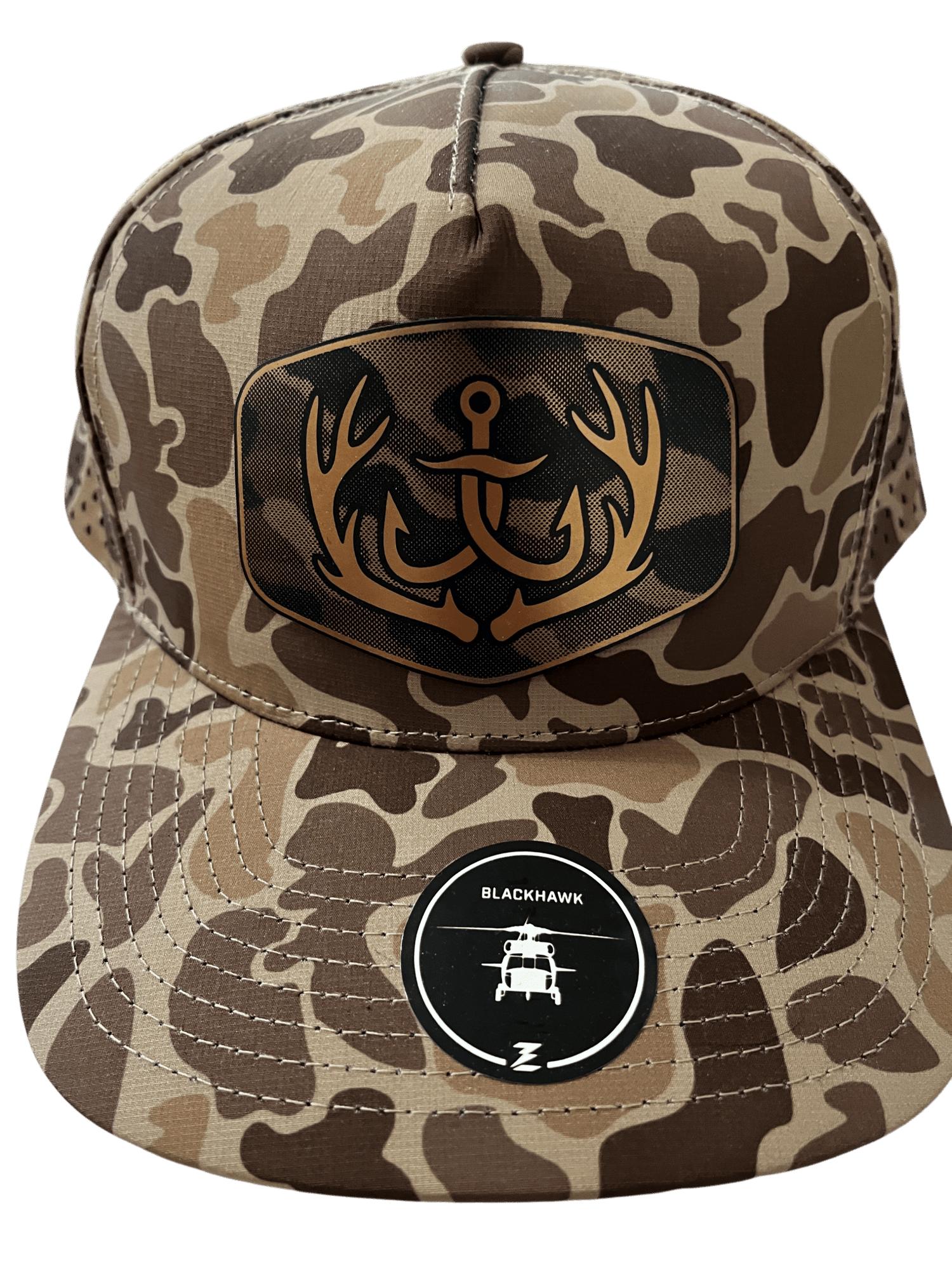 Brown Camo Zapped Headwear 5 - Panel Hat - Logo Patch - Cello Outdoors