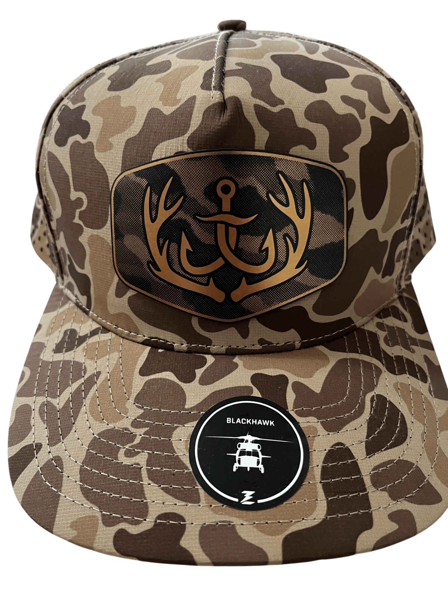 Brown Camo Zapped Headwear 5 - Panel Hat - Logo Patch - Cello Outdoors