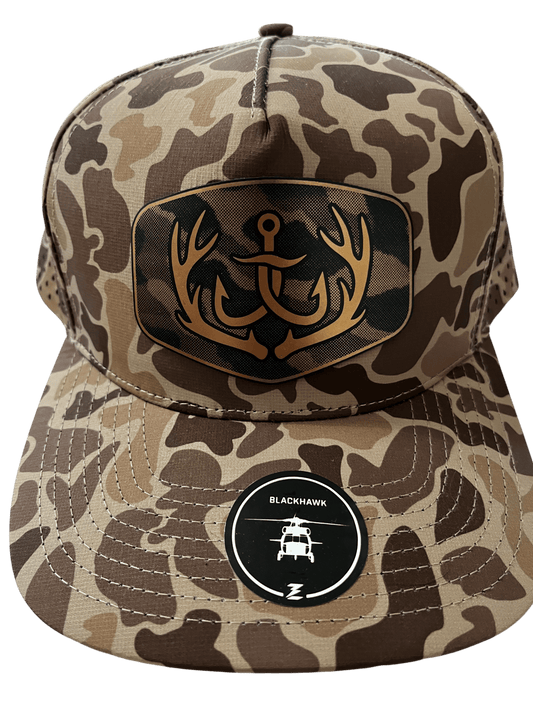 Brown Camo Zapped Headwear 5 - Panel Hat - Logo Patch - Cello Outdoors