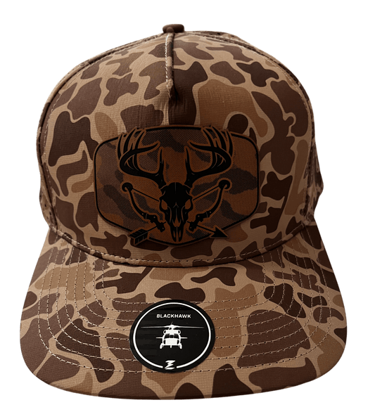 Brown Camo Zapped Headwear 5 - Panel Hat - Rack & Bow - Cello Outdoors