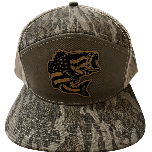 New Bottomland Camo - Lost Hat Company 7 - Panel Hat - Bass Patch - Cello Outdoors