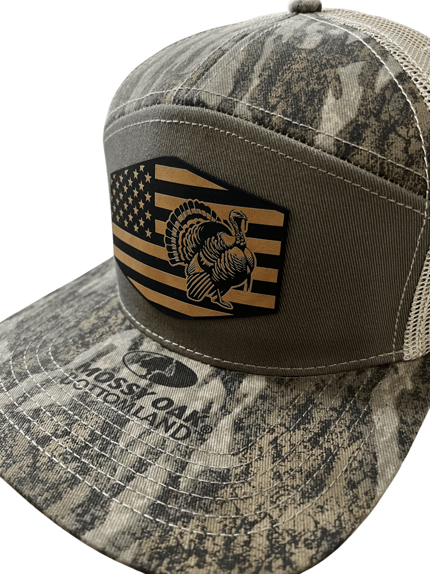 New Bottomland Camo - Lost Hat Company 7 - Panel Hat - Flag and Turkey Patch - Cello Outdoors