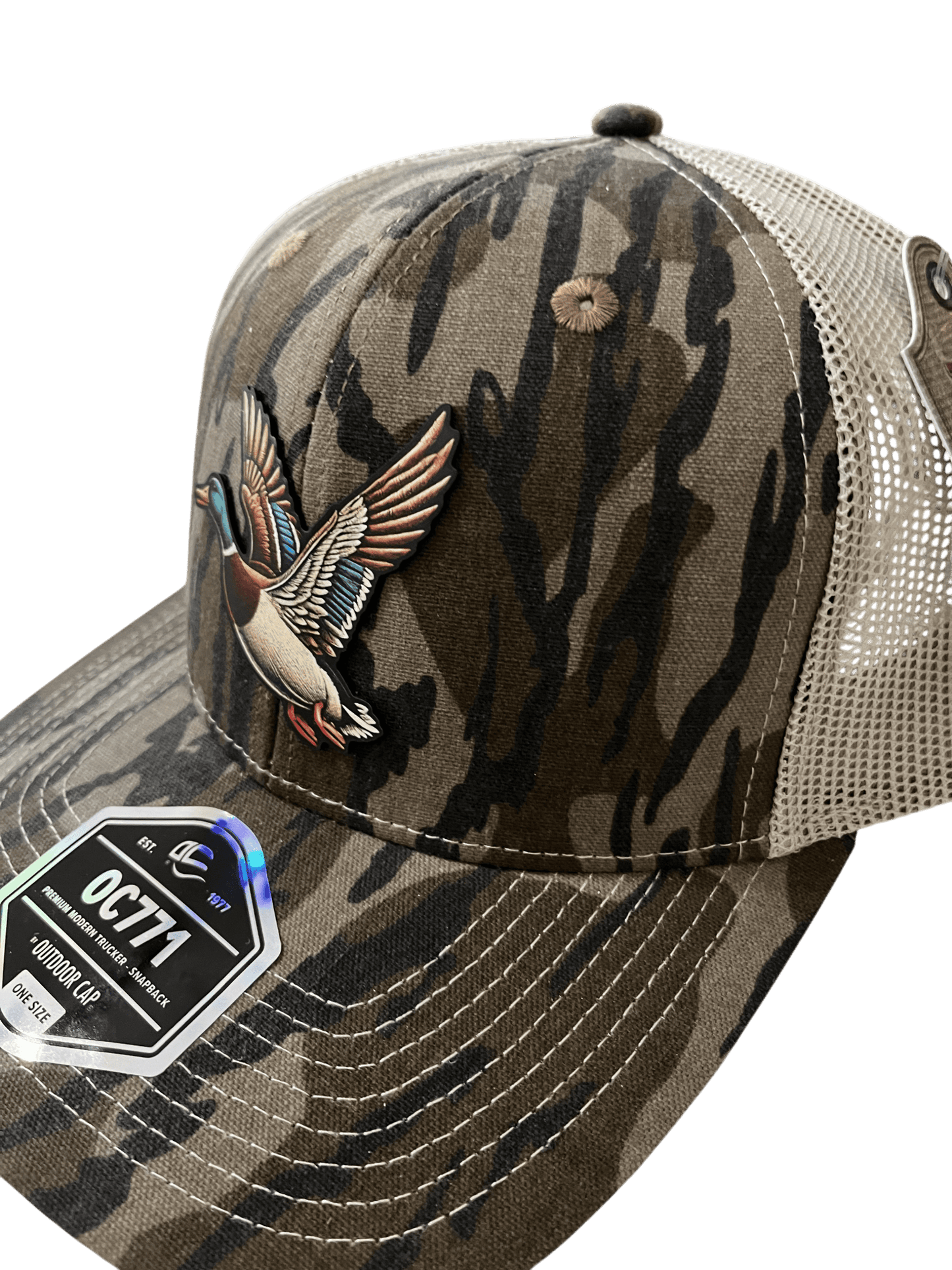 OC Bottomlands Camo 6 - Panel Hat - Mallard Patch - Cello Outdoors