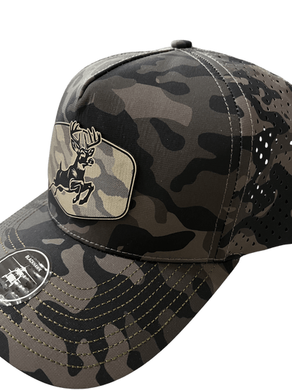 Olive Camo Zapped Headwear 5 - Panel Hat - Jumping Deer - Cello Outdoors