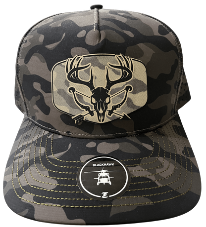 Olive Camo Zapped Headwear 5 - Panel Hat - Rack & Bow - Cello Outdoors
