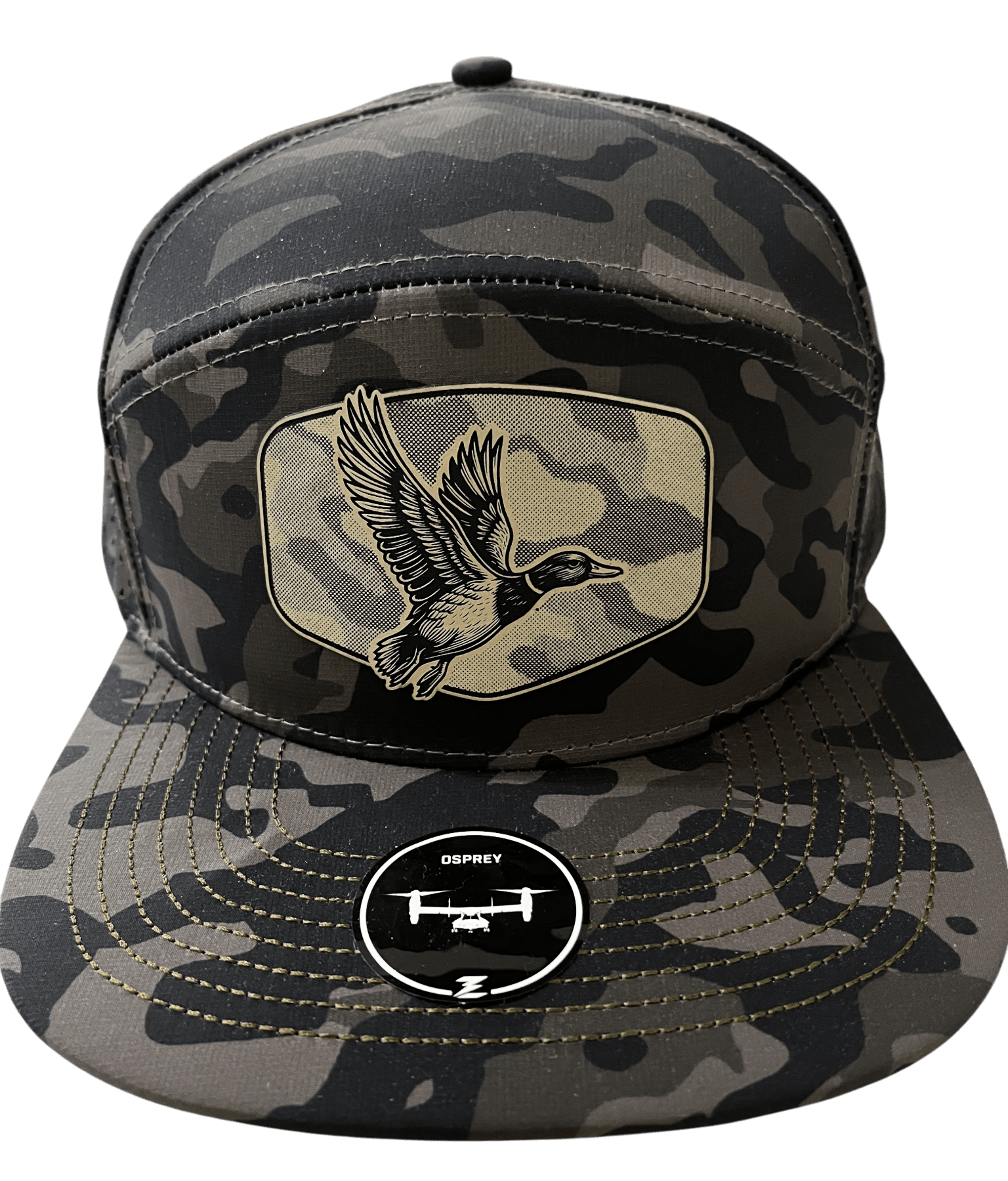 Olive Camo Zapped Headwear 7 - Panel Hat - Duck Patch - Cello Outdoors