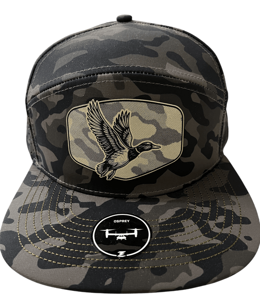 Olive Camo Zapped Headwear 7 - Panel Hat - Duck Patch - Cello Outdoors