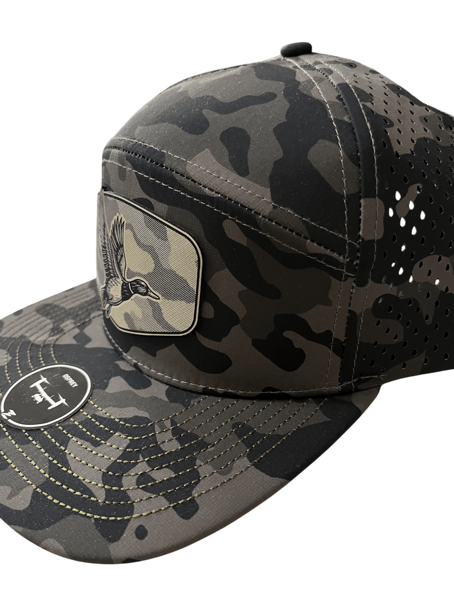 Olive Camo Zapped Headwear 7 - Panel Hat - Duck Patch - Cello Outdoors