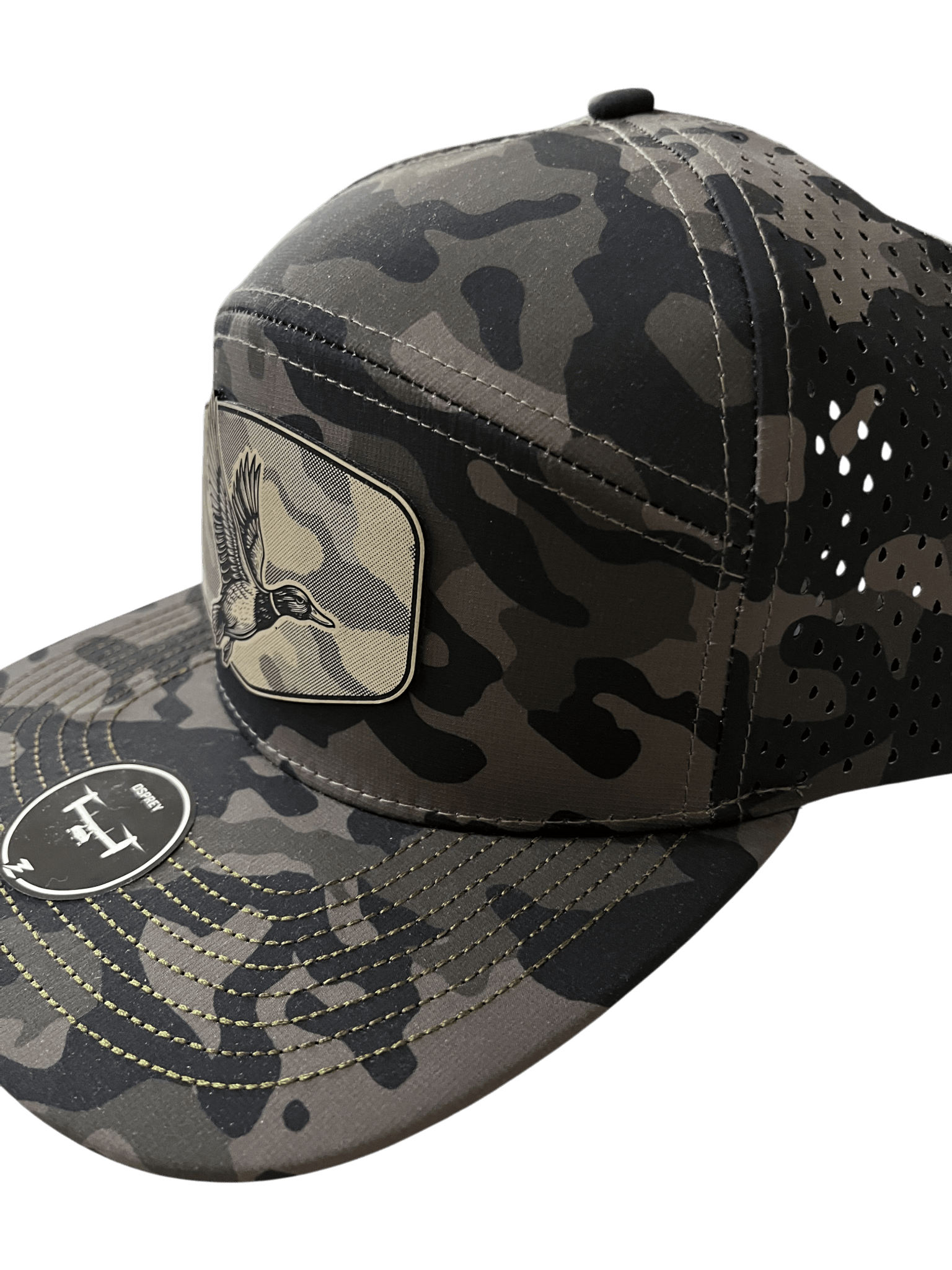 Olive Camo Zapped Headwear 7 - Panel Hat - Duck Patch - Cello Outdoors