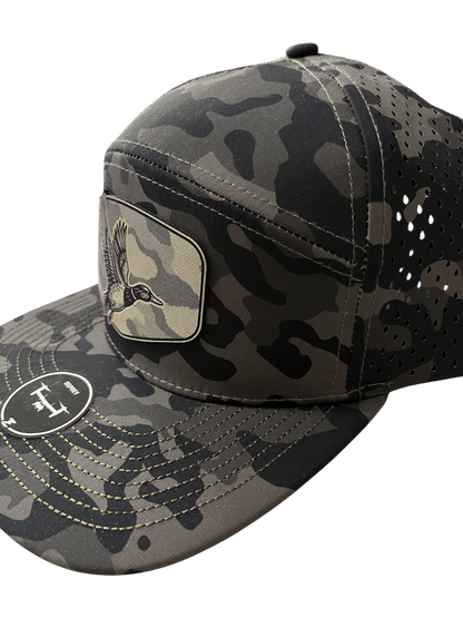 Olive Camo Zapped Headwear 7 - Panel Hat - Duck Patch - Cello Outdoors