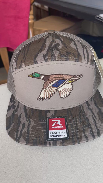 Richardson 168P Bottomland Camo Duck Patch Hat | Leather Patch Trucker Hat