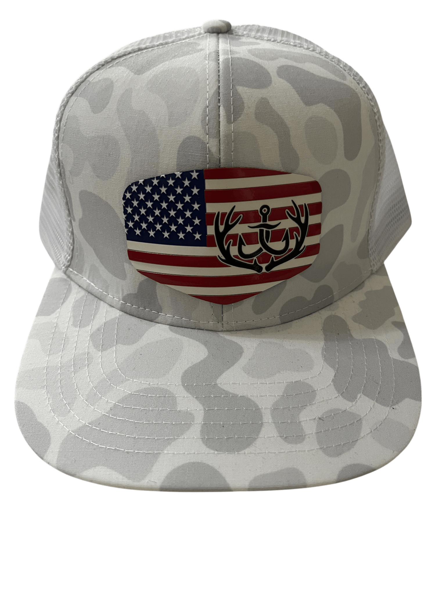 Snow Camo 6 - Panel Hat - Cello Outdoors Color Flag Logo - Cello Outdoors