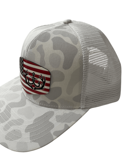 Snow Camo 6 - Panel Hat - Cello Outdoors Color Flag Logo - Cello Outdoors