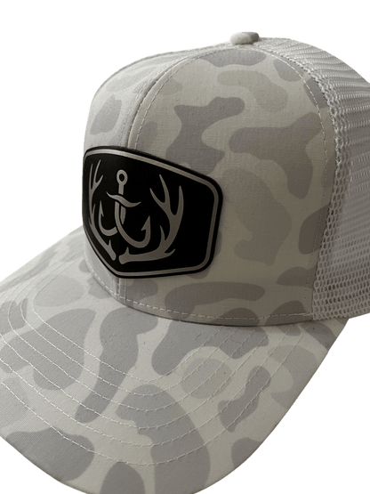 Snow Camo 6 - Panel Hat - Cello Outdoors Logo - Cello Outdoors